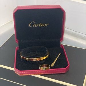Gold love bracelet and ring